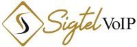 Logo for SigTel VoIP, featuring a gold diamond shape and cursive text.