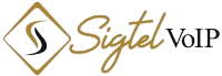 Logo for SigTel VoIP, featuring a gold diamond with an