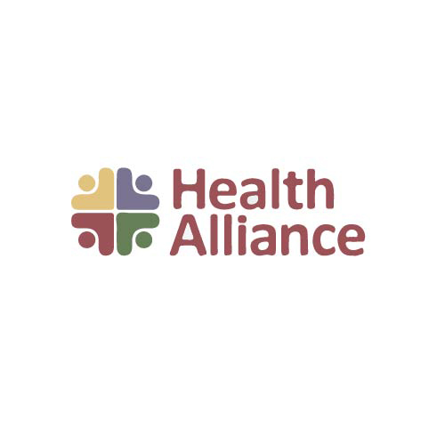 The health alliance logo is a colorful logo with a cross in the middle.