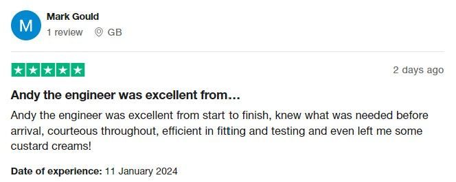 Alpha Boilers 5-star Trustpilot review