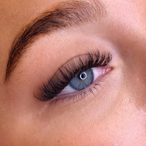 Close up of woman with eye lash extensions