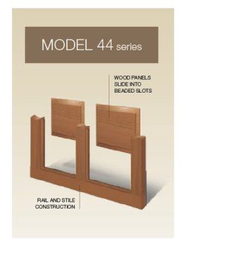 Wood panel display for Model 44 series, showing ball-and-slot construction in brown and tan tones