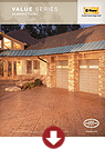 Brochure cover showing a modern home exterior with warm wood and brick under a tiled roof