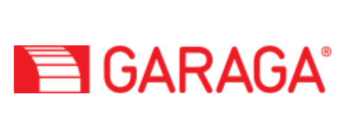 Red GARAGA logo with stylized striped icon on a white background