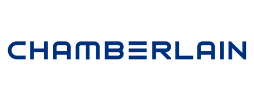 Chamberlain logo in blue text on a white background