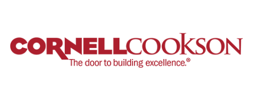 Cornell Cookson logo with red text and tagline “The door to building excellence.”