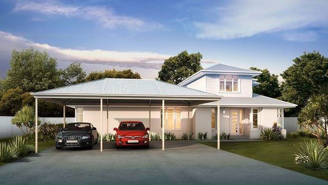Two Cars Are Parked Under a Canopy in Front of a House — Downright Carpentry in Ryan, QLD