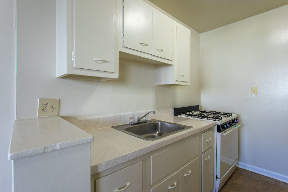 Kitchen with white cabinets
