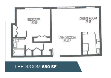 The Swift floor plan - 1 bedroom 2 bathrooms