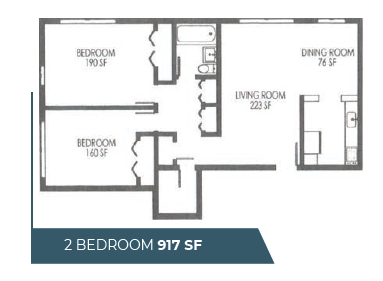 The Swift floor plan - 2 bedrooms 1 bathroom