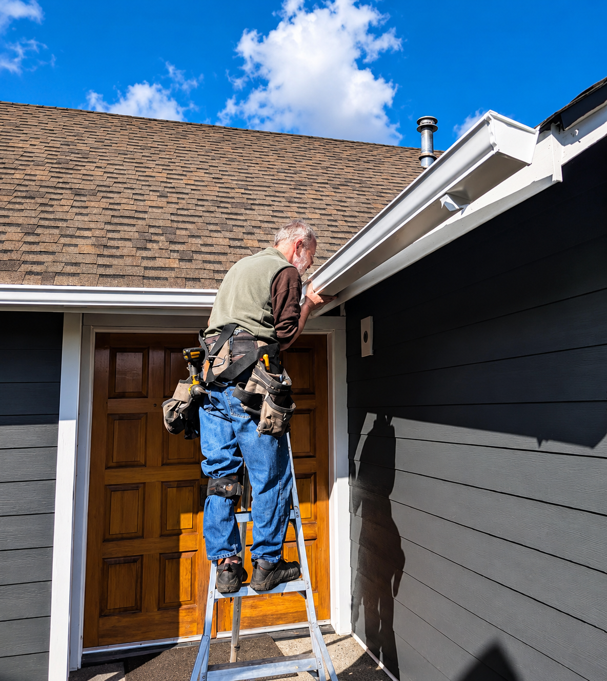 dark blue horizontal siding