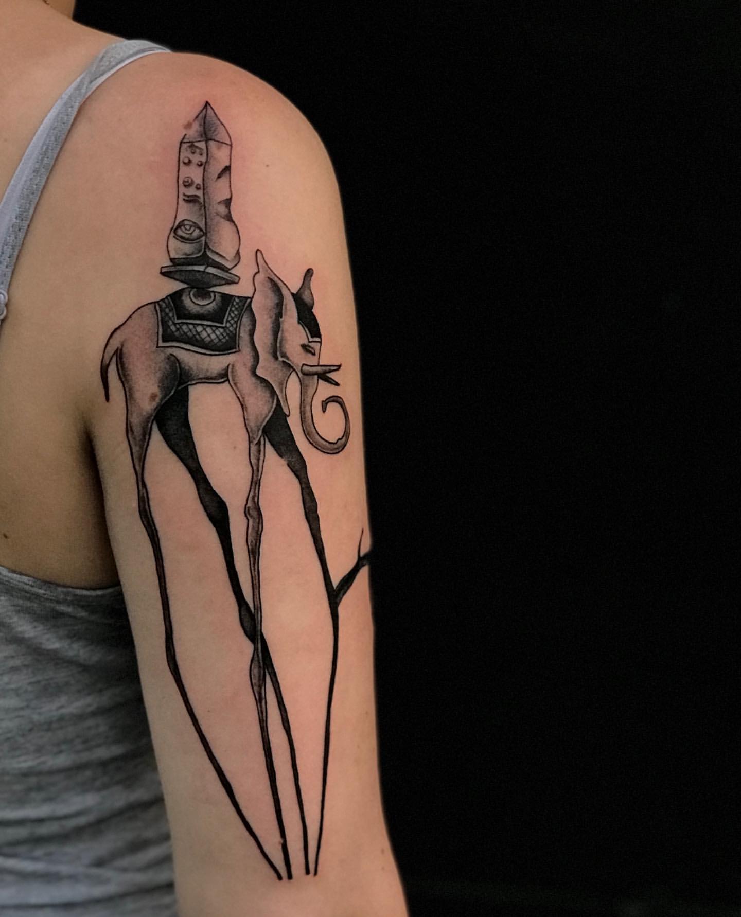 Salvador Dali Tattoo by Anastasiya at Silver Ghost Tattoo in Edmonton Alberta Canada