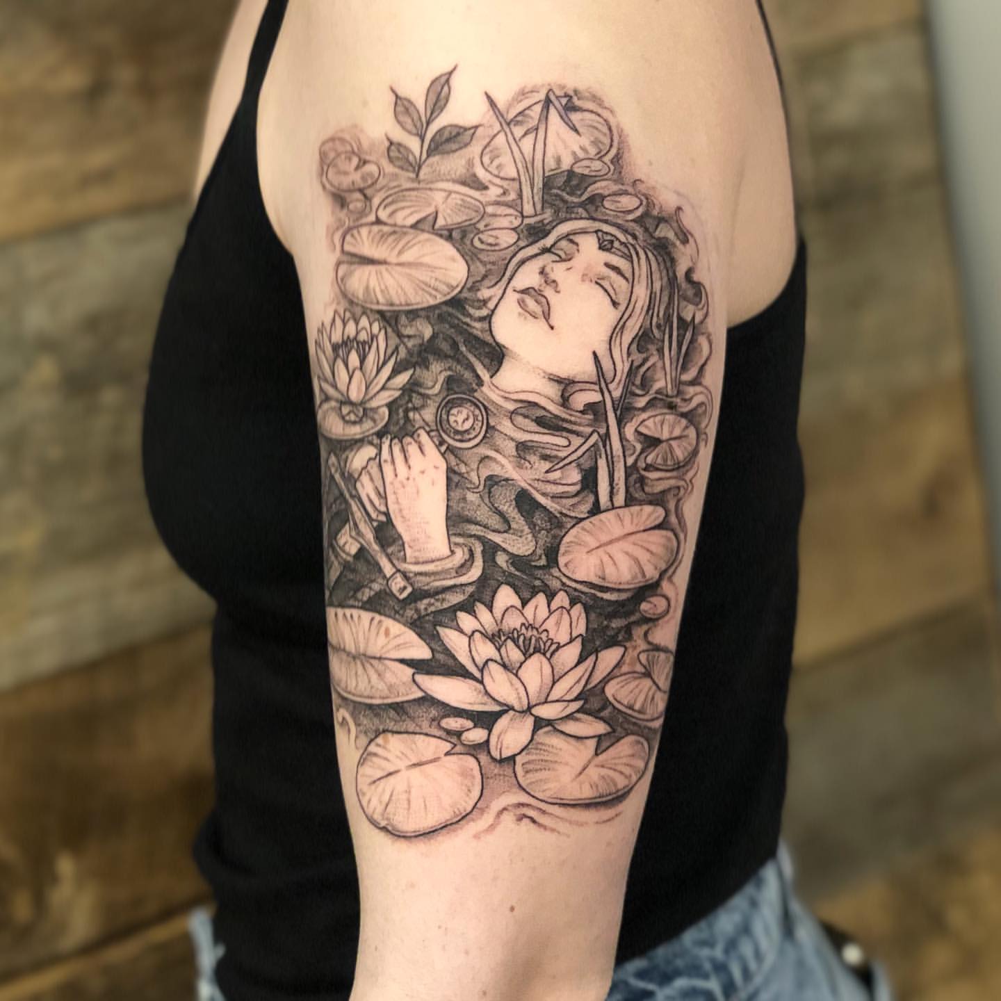 Lady in the Lake Tattoo by Vanessa Spezowka at Crimson Empire Tattoo in Edmonton Alberta Canada