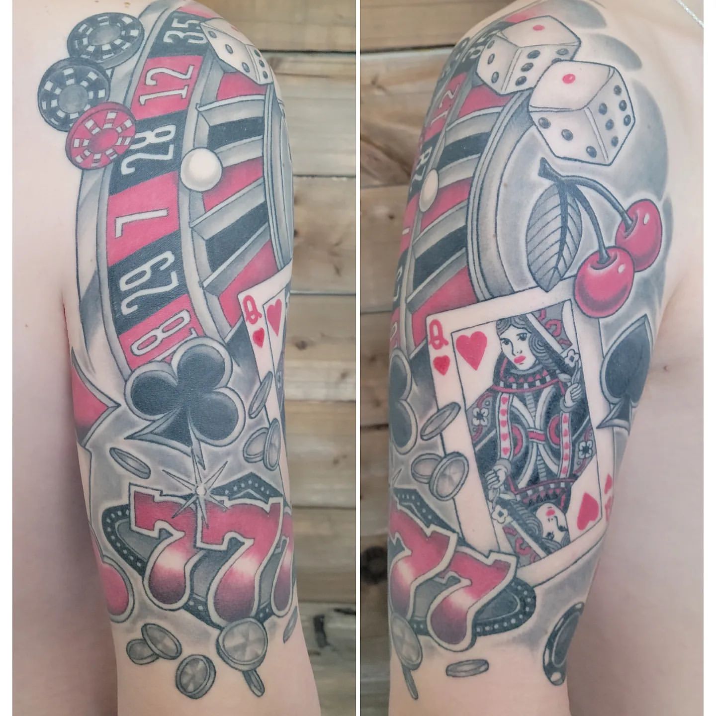 Gambler Tattoo by Sheila Anderson at Crimson Empire Tattoo in Edmonton Alberta Canada