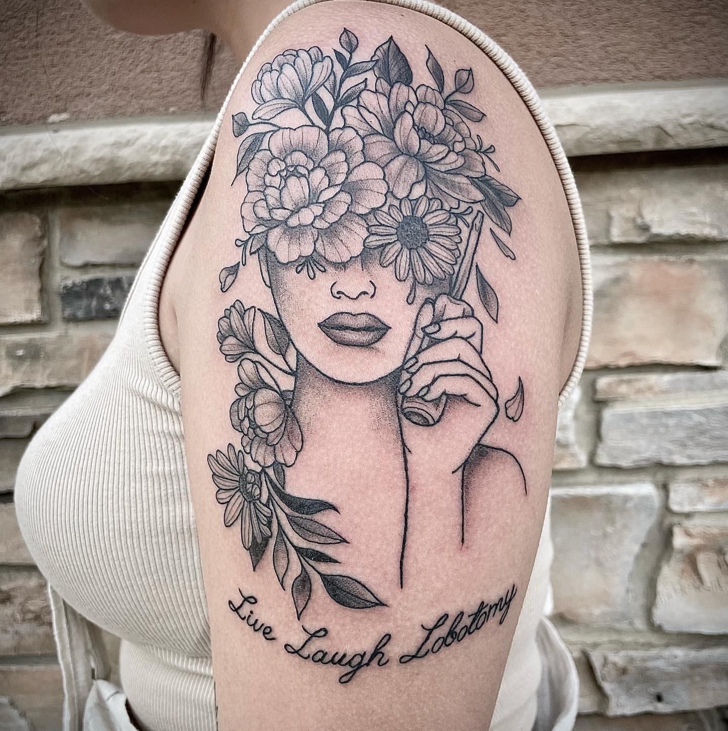 Floral Lady Tattoo by Jess Alther at Black Gold Tattoo Co in Edmonton Alberta Canada