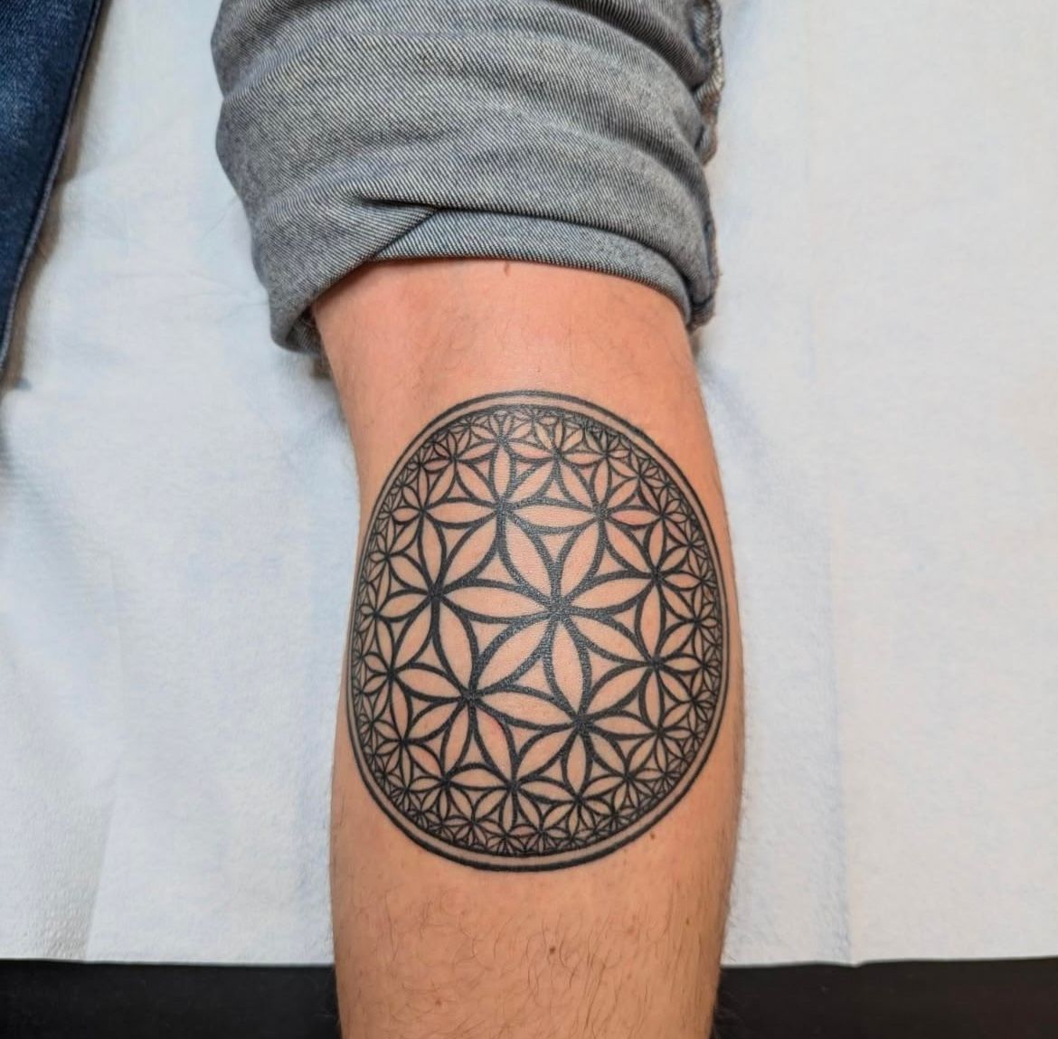 Flower of Life Tattoo by Amber Strange at Silver Ghost Tattoo in Edmonton Alberta Canada