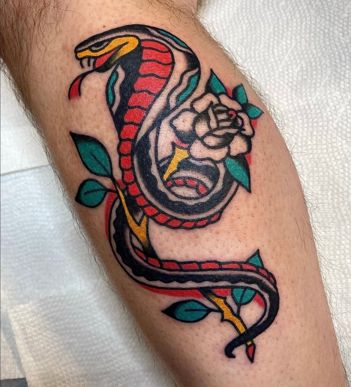 Cobra and Rose Tattoo by JD Pezderic at Silver Ghost Tattoo in Edmonton Alberta Canada