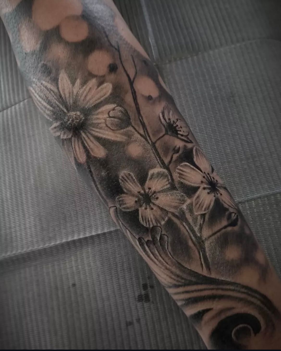Floral Tattoo by Toby Shipman at Silver Ghost Tattoo in Edmonton Alberta Canada