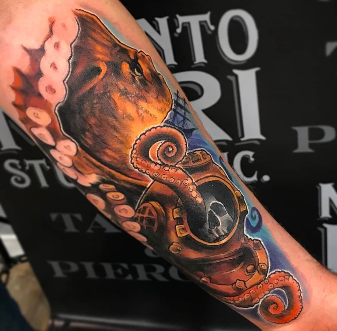 Octopus Tattoo by Toby Shipman at Silver Ghost Tattoo in Edmonton Alberta Canada