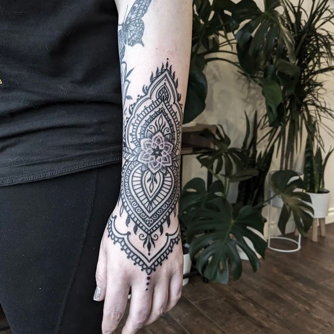 Ornamental Mandala Tattoo by Amber Strange at Silver Ghost Tattoo in Edmonton Alberta Canada