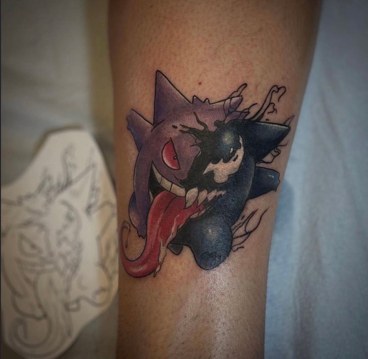 Gengar Tattoo by Vanessa Spezowka at Crimson Empire Tattoo in Edmonton Alberta Canada