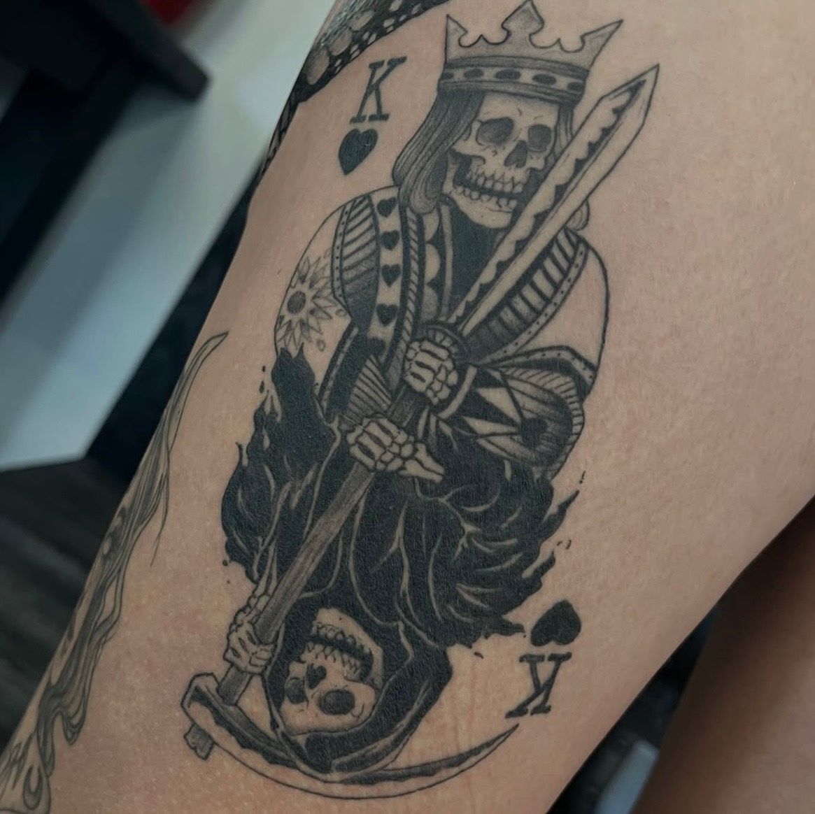 King of Death Tattoo by Vanessa Spezowka at Crimson Empire Tattoo in Edmonton Alberta Canada