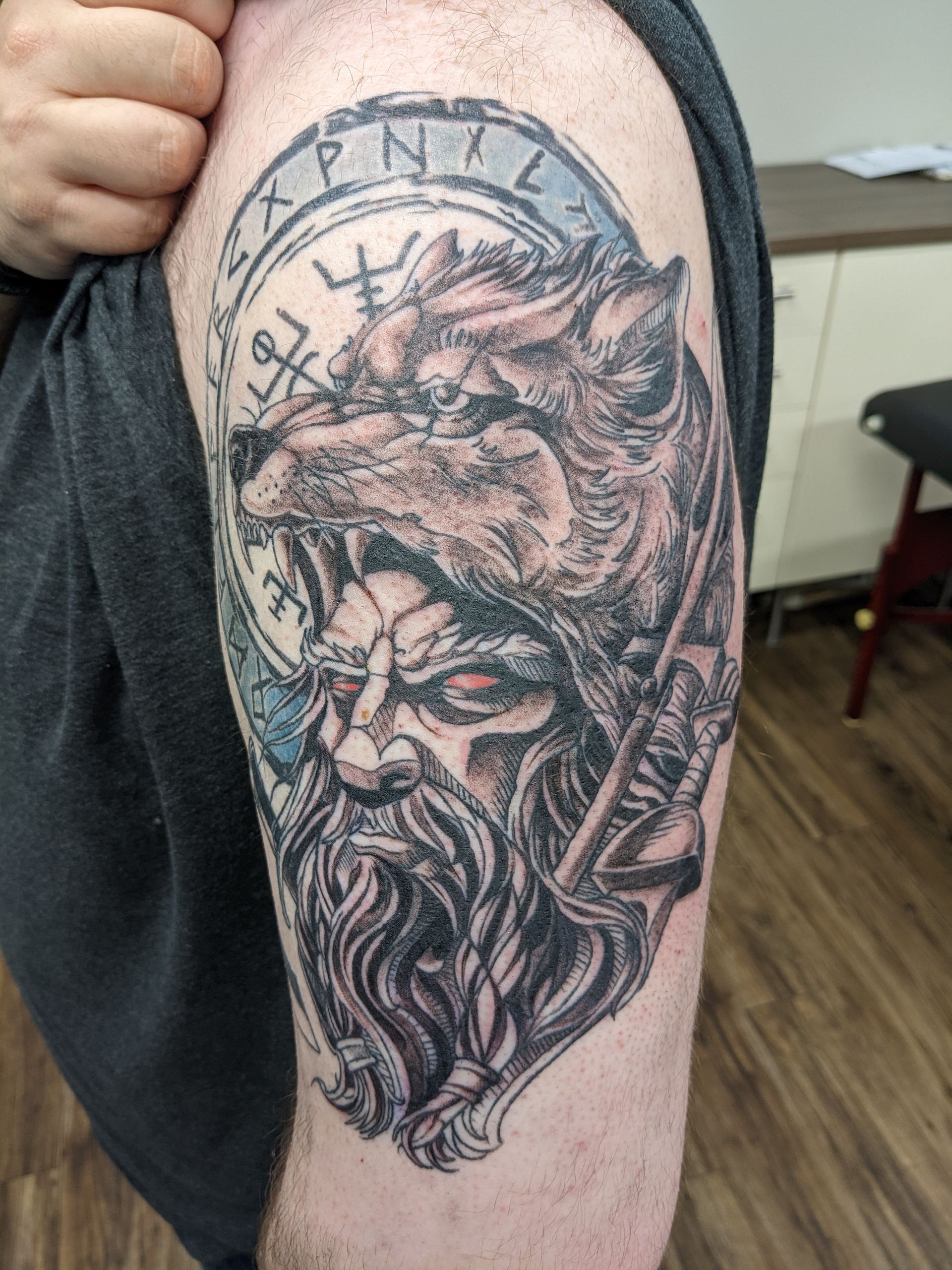 Odin Tattoo by Kevin Sherritt at Black Gold Tattoo Co in Edmonton Alberta Canada