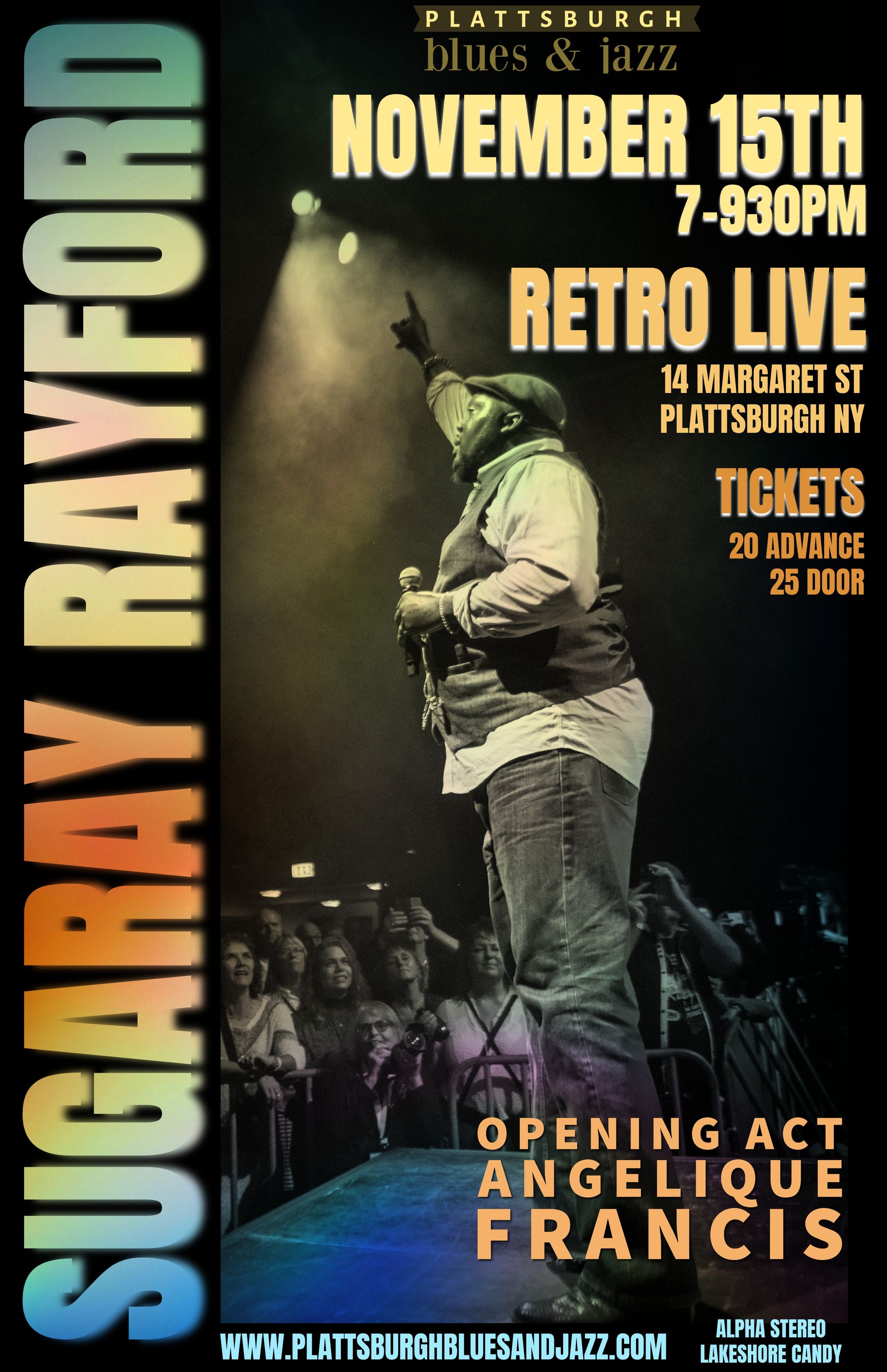 Concert flyer: Sugaray Rayford at Retro Live, November 15th. 