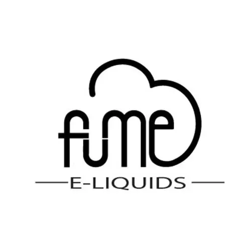 Logotipo de Fume E-Liquids en negro con contorno de nube y texto estilizado sobre fondo blanco.