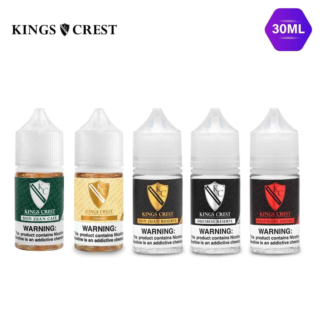 Logotipo de Kings Crest Premium E-Liquid con escudo negro, alas y texto 