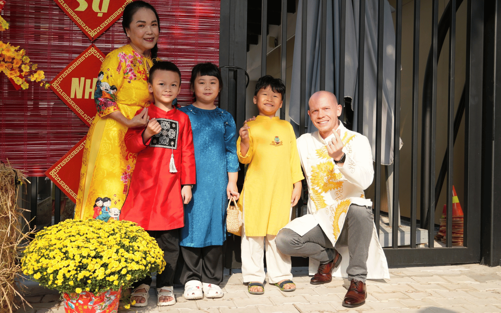 Joshua James and Vietnamese students and colleague