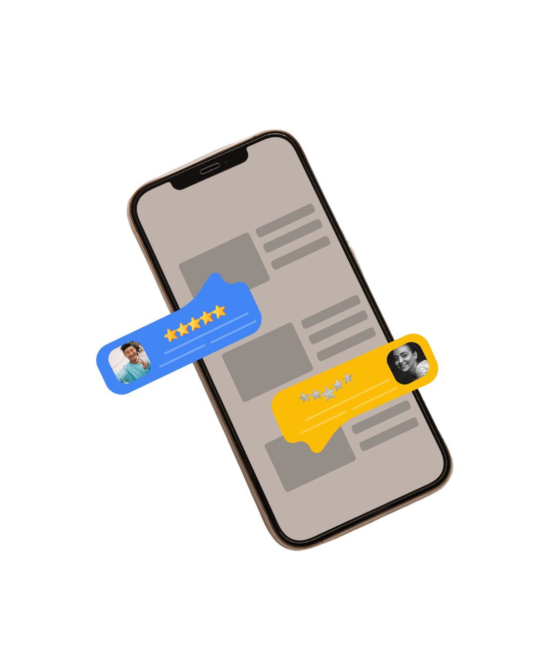 A cell phone with two messages coming out of it.