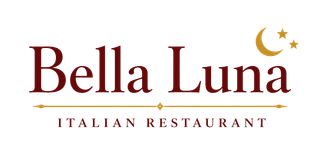 Bella Luna Italian Restaurant logo in gold on a black background