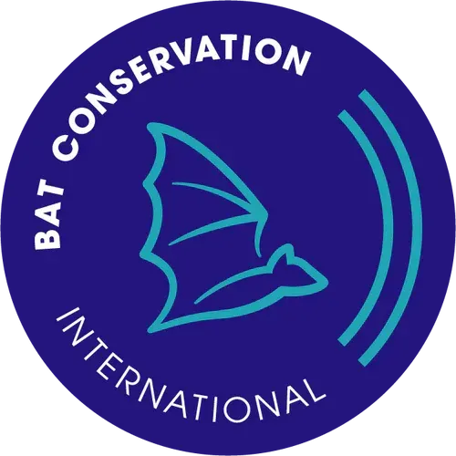 Logo of Bat Conservation International: bat silhouette, blue and white text on dark blue circle.