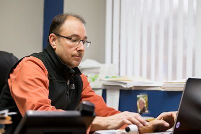 fred at desk