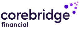 The corebridge financial logo is purple and black on a white background.