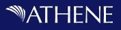 The word athene is written in white on a blue background.