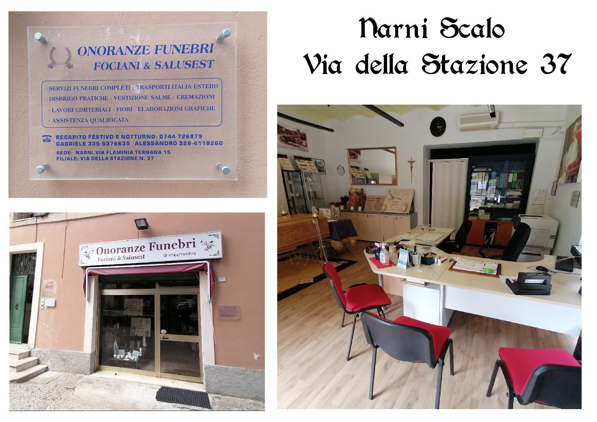 Rivoli School on Via della Stazione 37 with plaque, entrance, and classroom interior collage