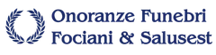 Blue laurel logo with text “Onoranze Funebri Fociani & Salusest”