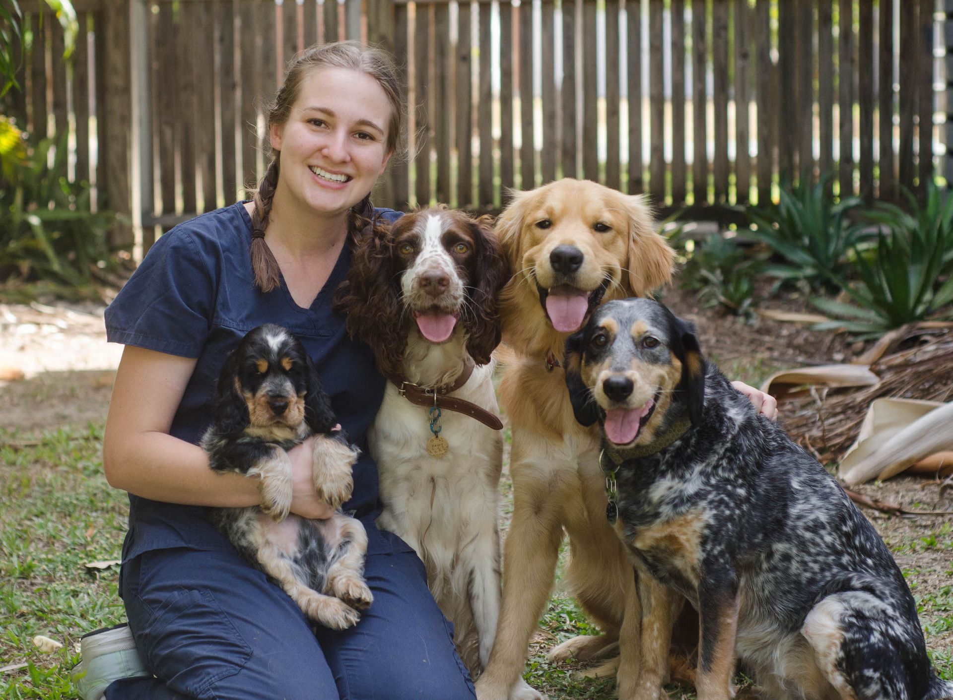 Bek Martin with 4 dogs