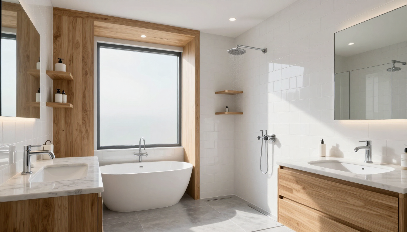 Modern luxury bathroom renovation in Tauranga with high-end finishes.