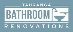 Tauranga Bathroom Renovations logo in white on a blue background with a bathtub icon