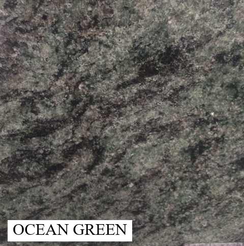 Ocean Green Granite Slab With Swirling Patterns of Green and Black — Mid Coast Monuments In Wauchope, NSW