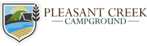 Logo: Wolf standing in a park, text 