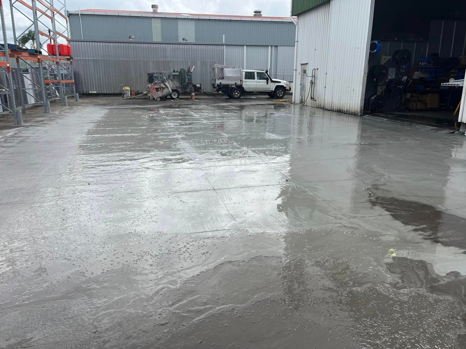 Wet Concrete Surface in an Industrial Area — Ablecut Concrete Cutting & Coring In East Mackay, QLD