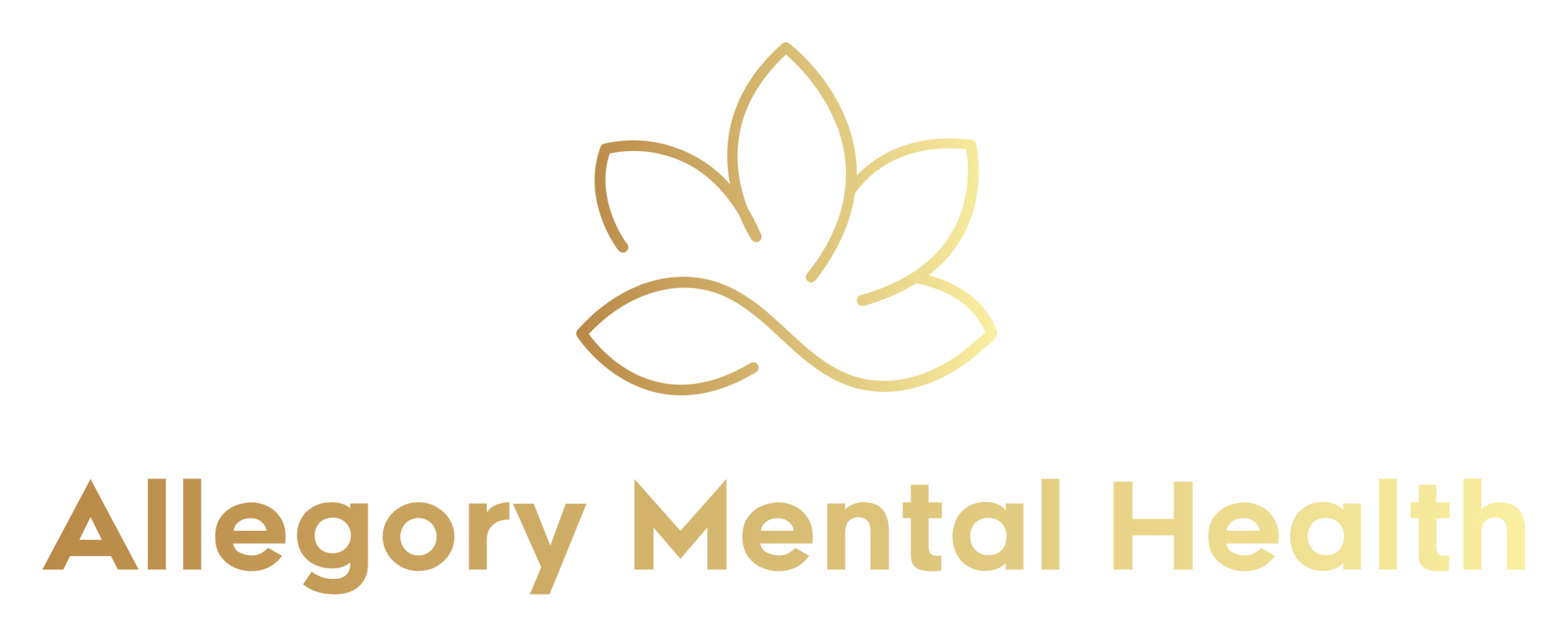 Logo for Allegory Mental Health, featuring a gold stylized flower above the company's name.