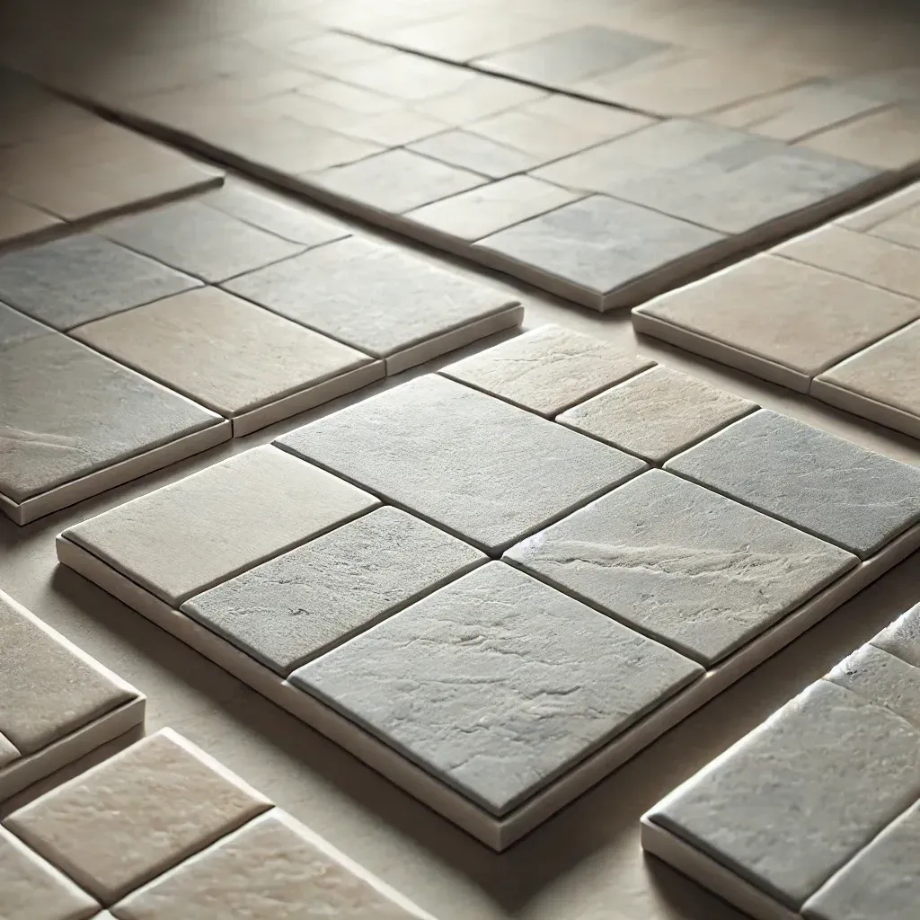 There are many different types of stone tiles on the floor.