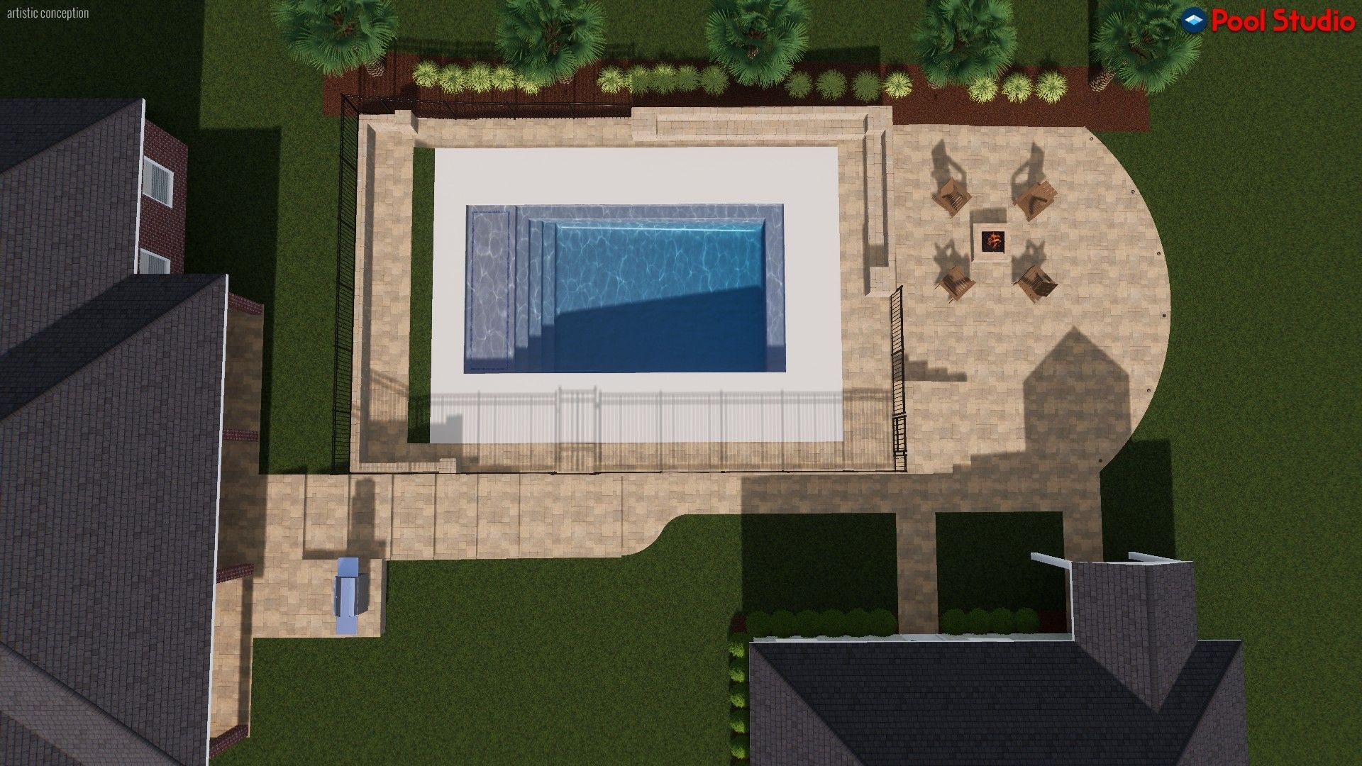 Aerial view of a Siesta Del Rio project for a hardscape contract