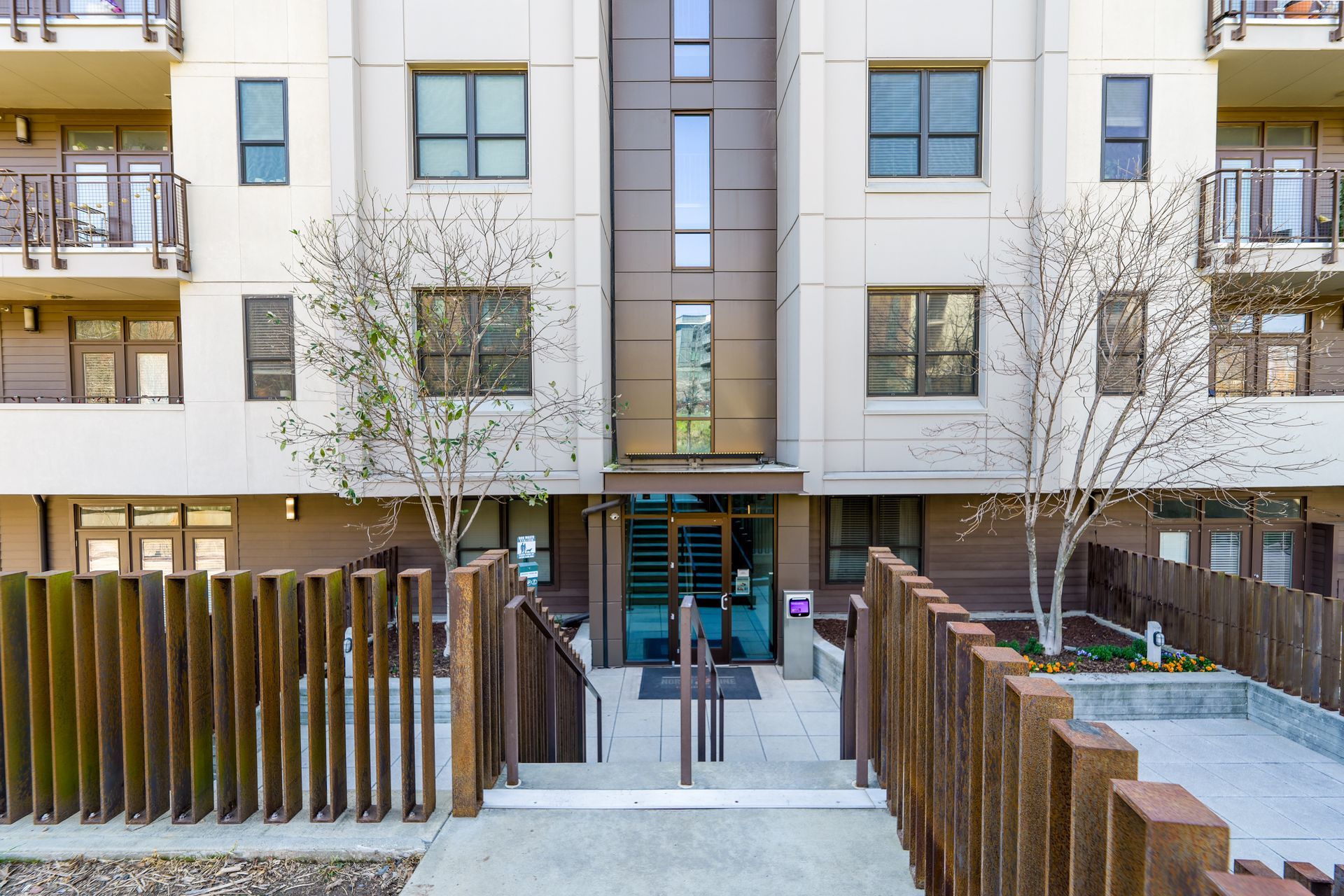 Apartment exterior at North and Line in Atlanta, GA.