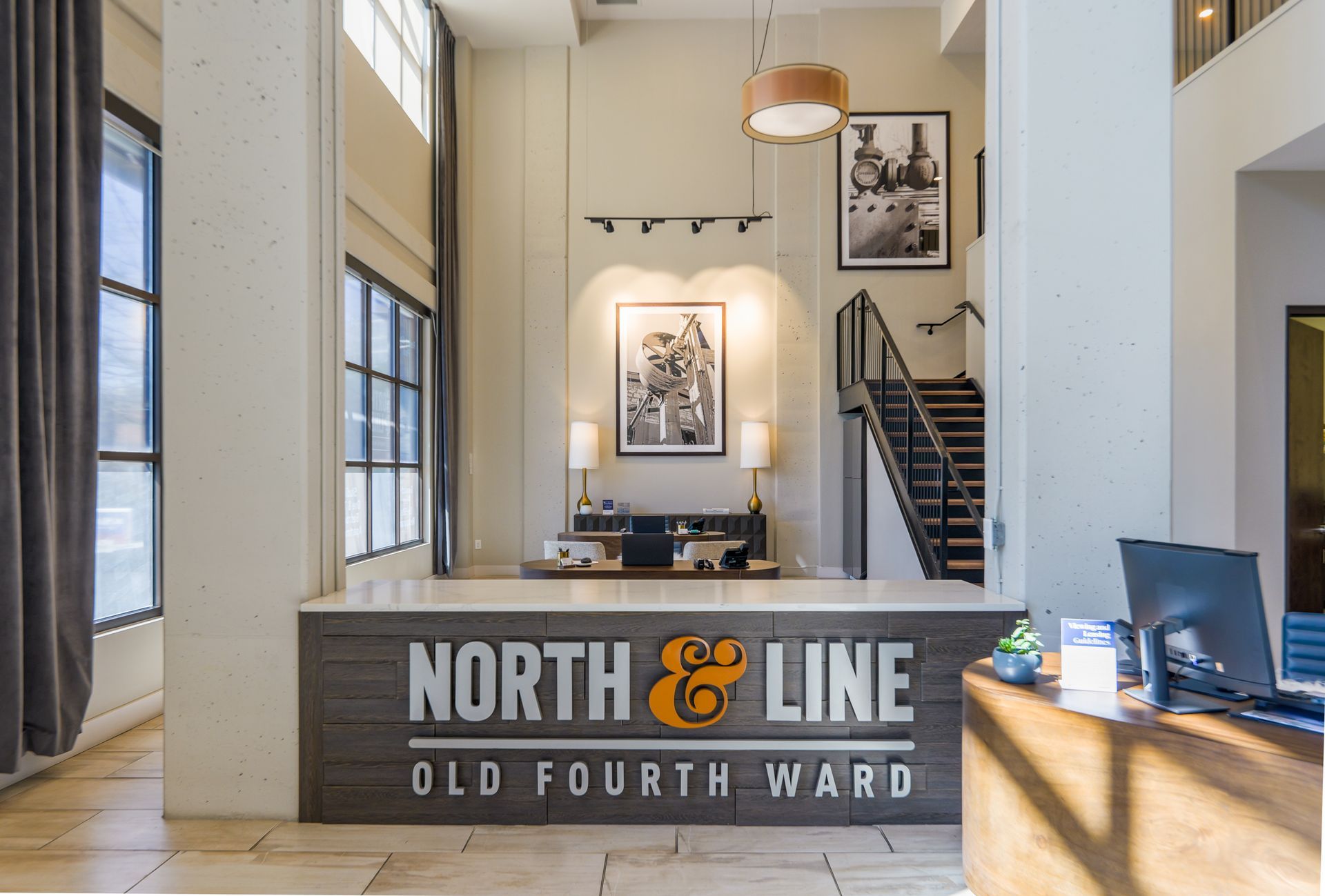 Front desk at North and Line in Atlanta, GA.